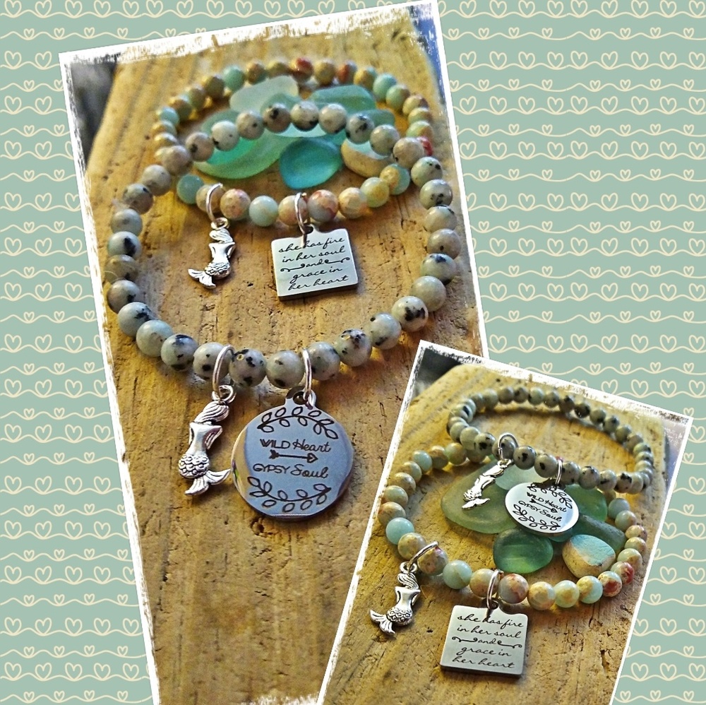 Boho Mermaid Gypsy Inspirational Charm Gemstone Bracelets